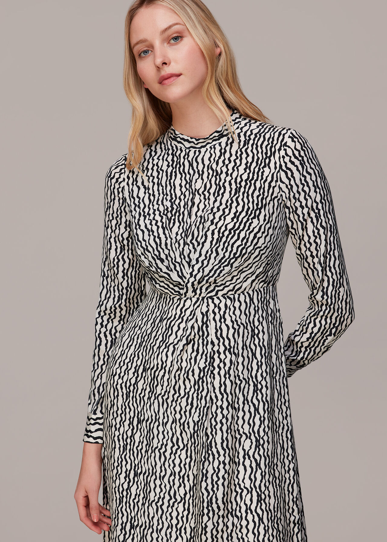 Wiggle Print Silk Midi Dress
