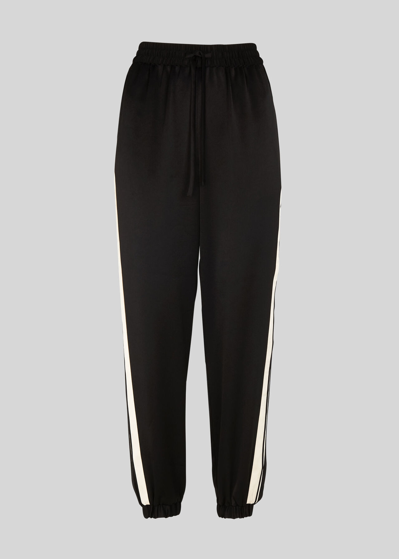 Satin Side Stripe Jogger Black