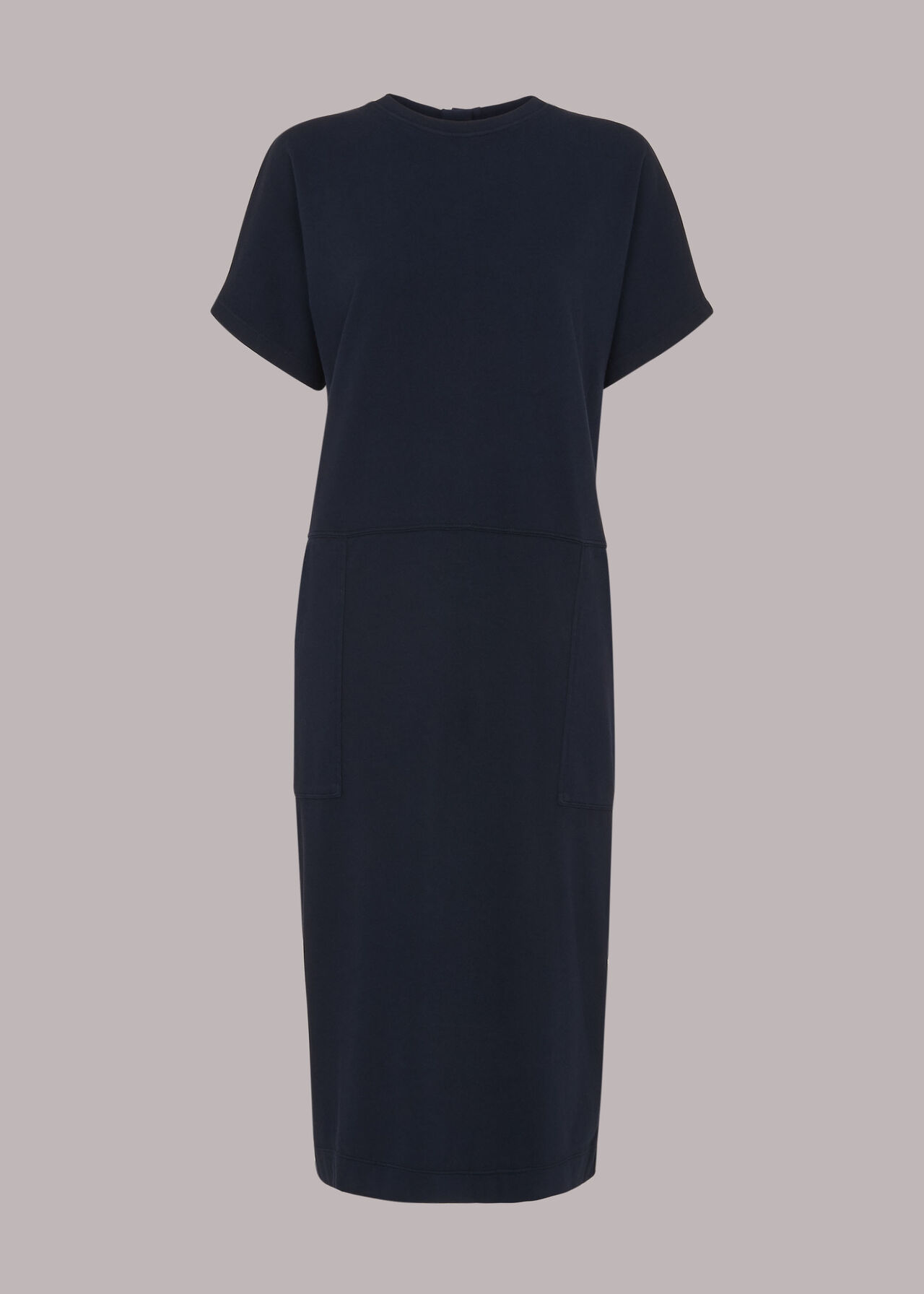 Navy Elsie Button Back Jersey Dress | WHISTLES