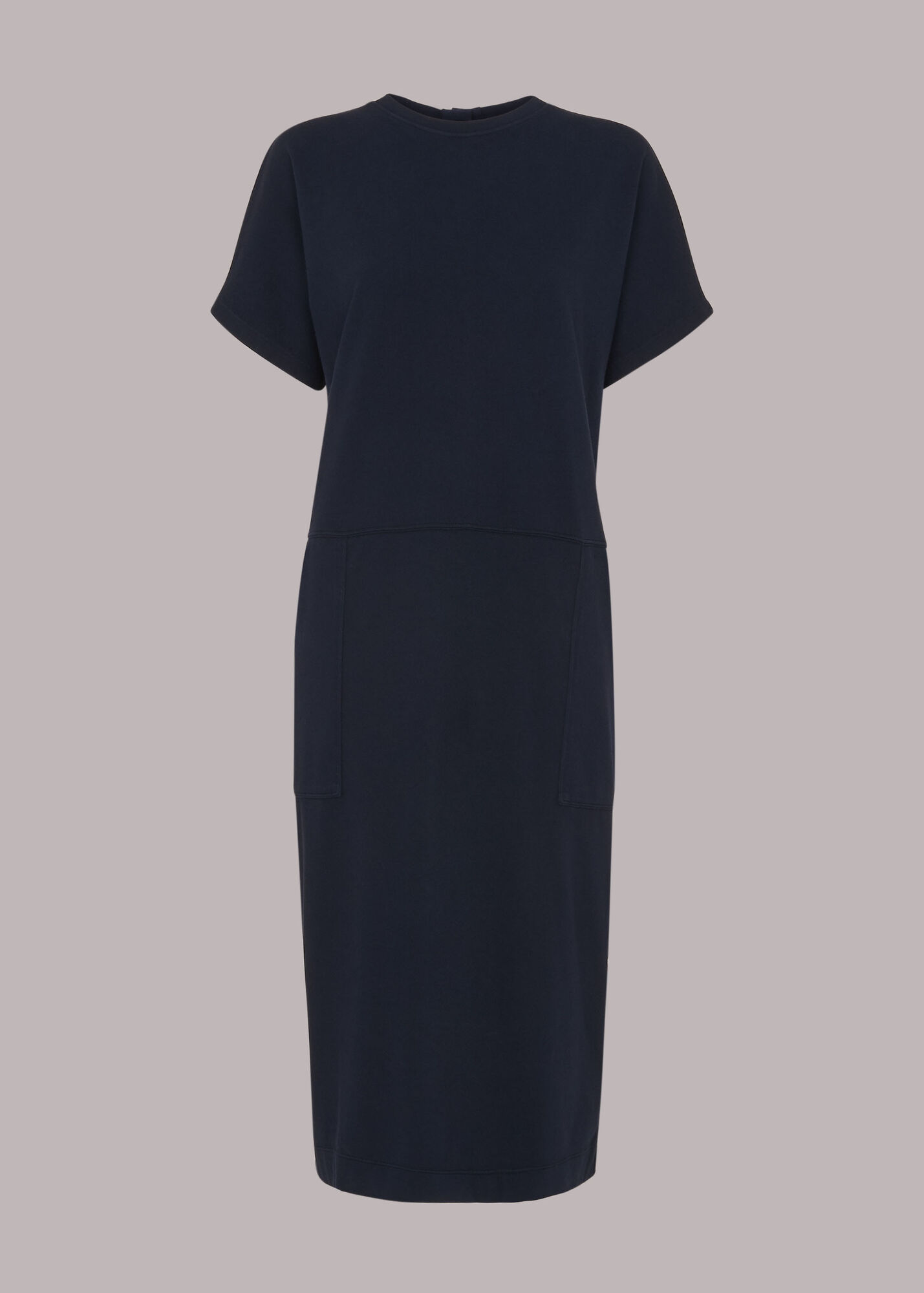 Navy Elsie Button Back Jersey Dress WHISTLES