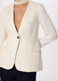 Collarless Linen Blazer