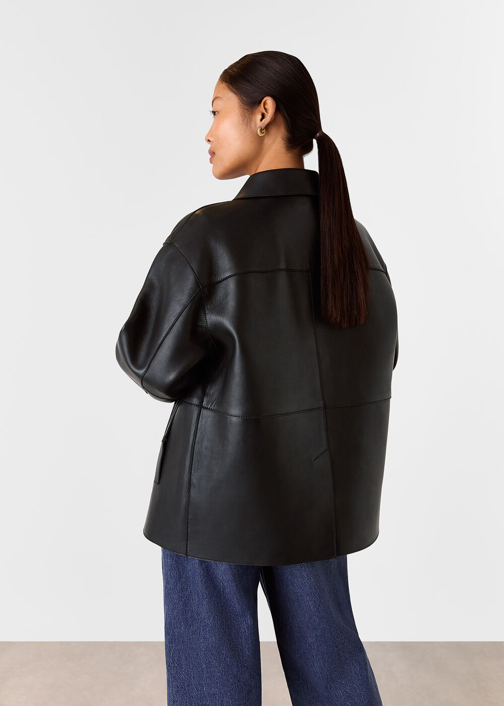 Petite Clean Bonded Leather Jacket