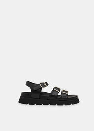 Black Jemma Triple Buckle Sandal | WHISTLES | Whistles UK