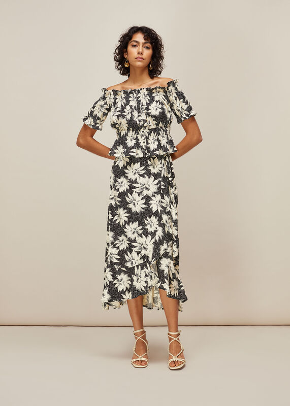 Starburst Floral Wrap Skirt