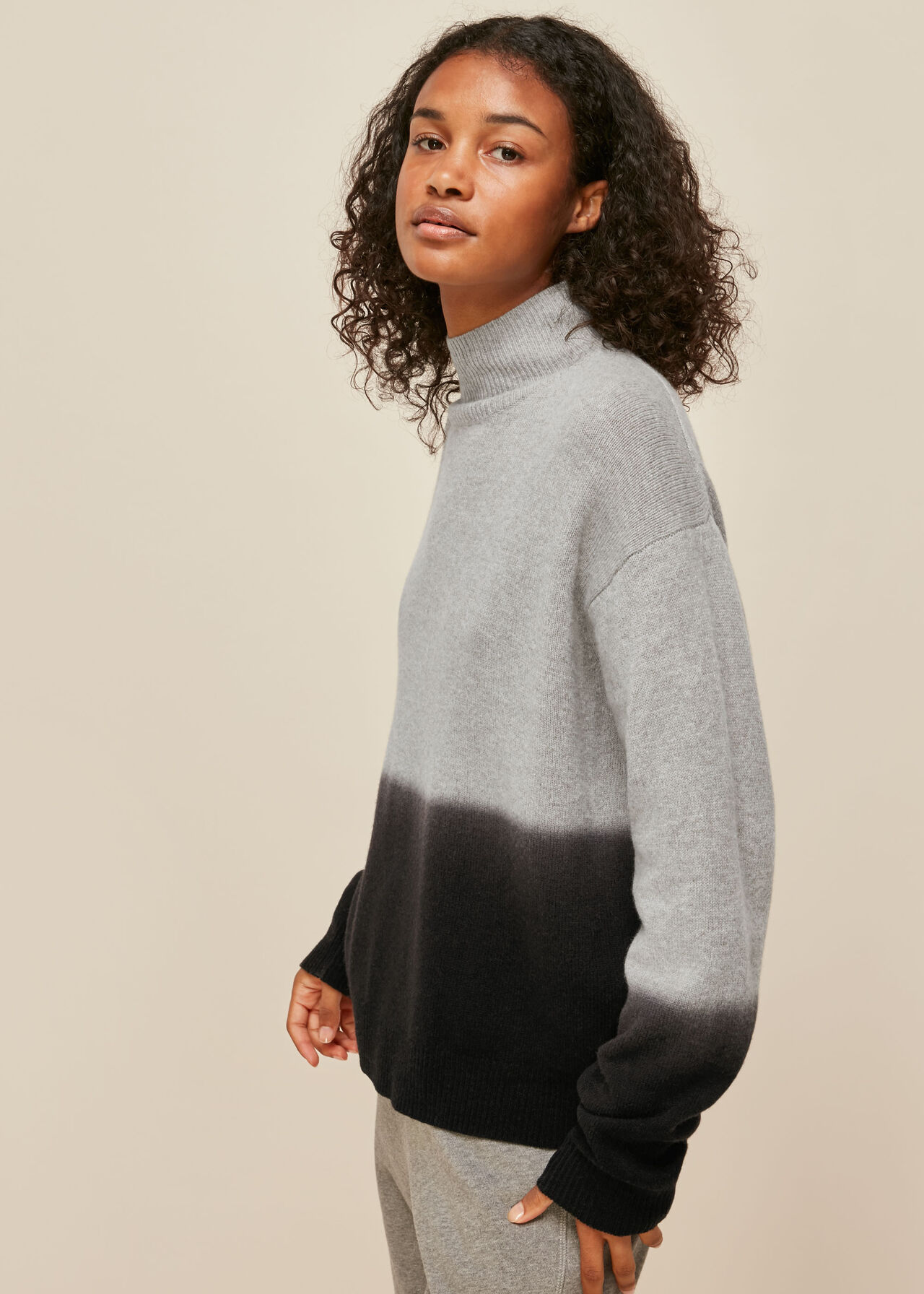 Dip Dyed Funnel Neck