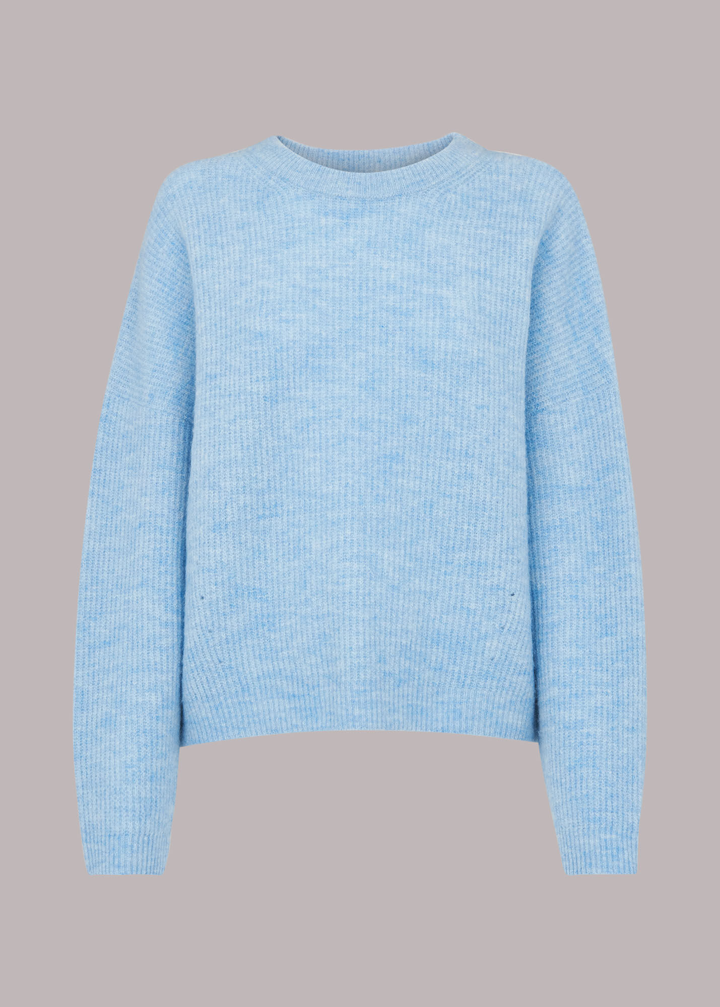 Pale Blue Ribbed Crew Neck Jumper WHISTLES Whistles UK