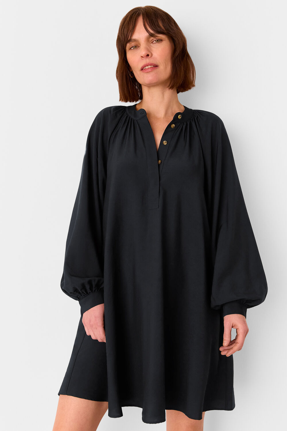 Black Full Volume Gathered Dress