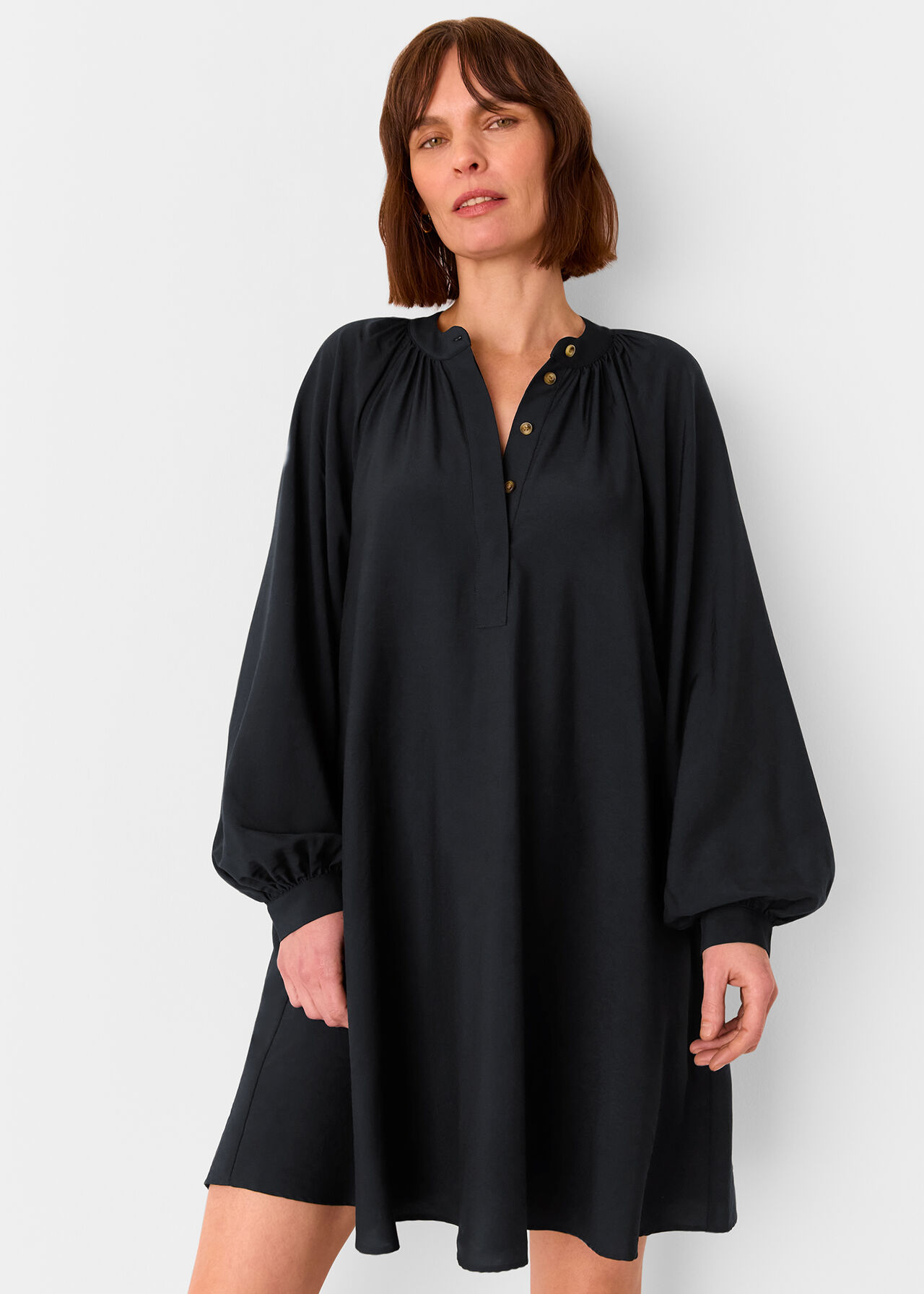 Whistles Black Full Volume Gathered Dress
