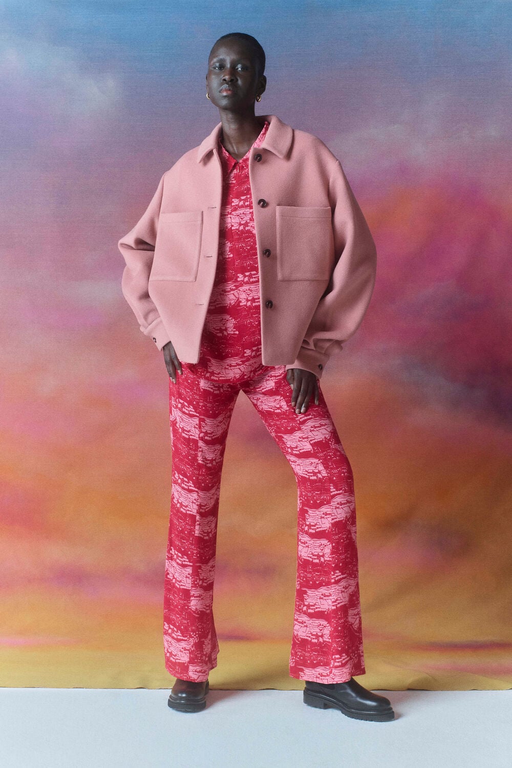 Field Print Flared Trousers