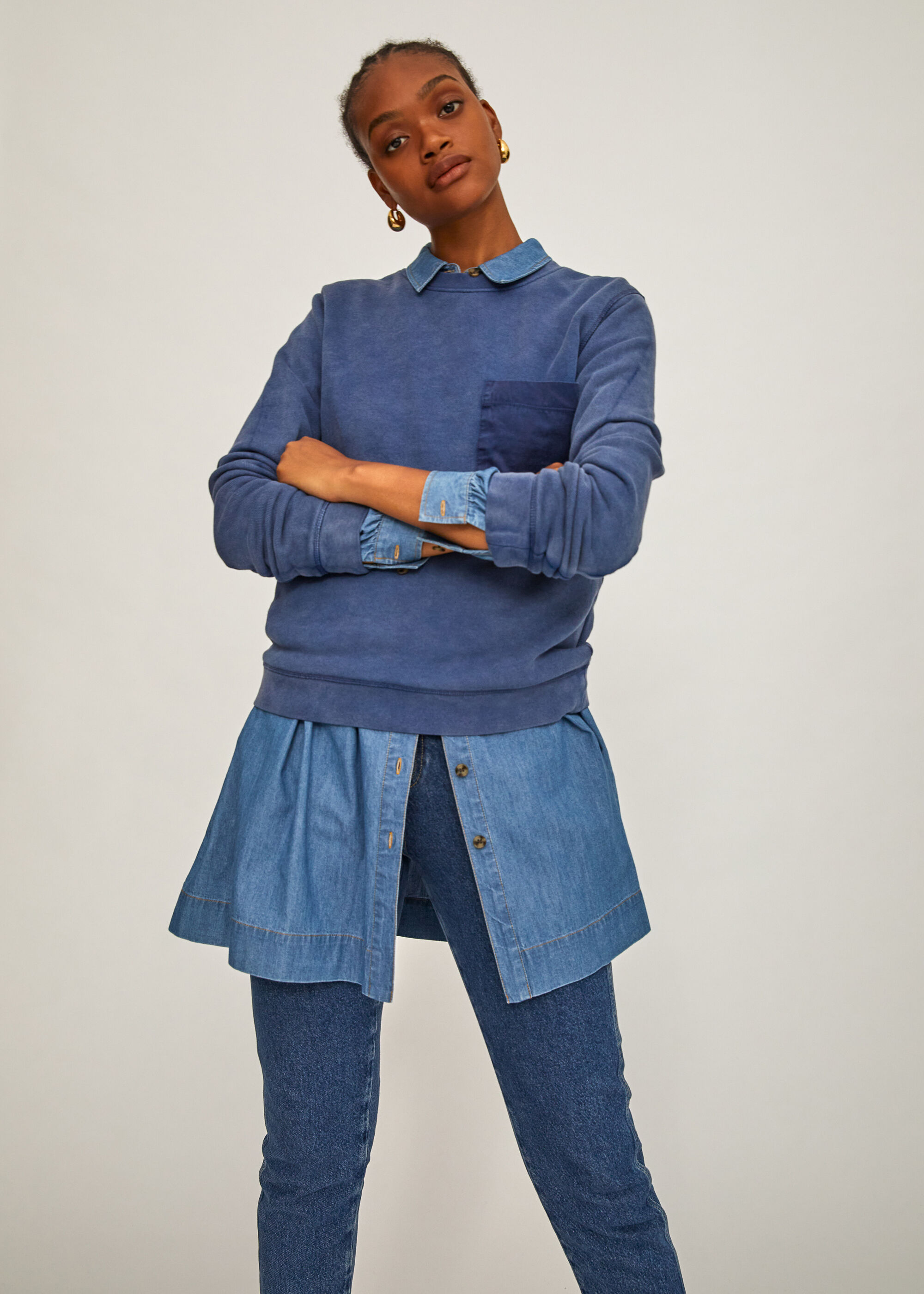Denim discount blue sweatshirt