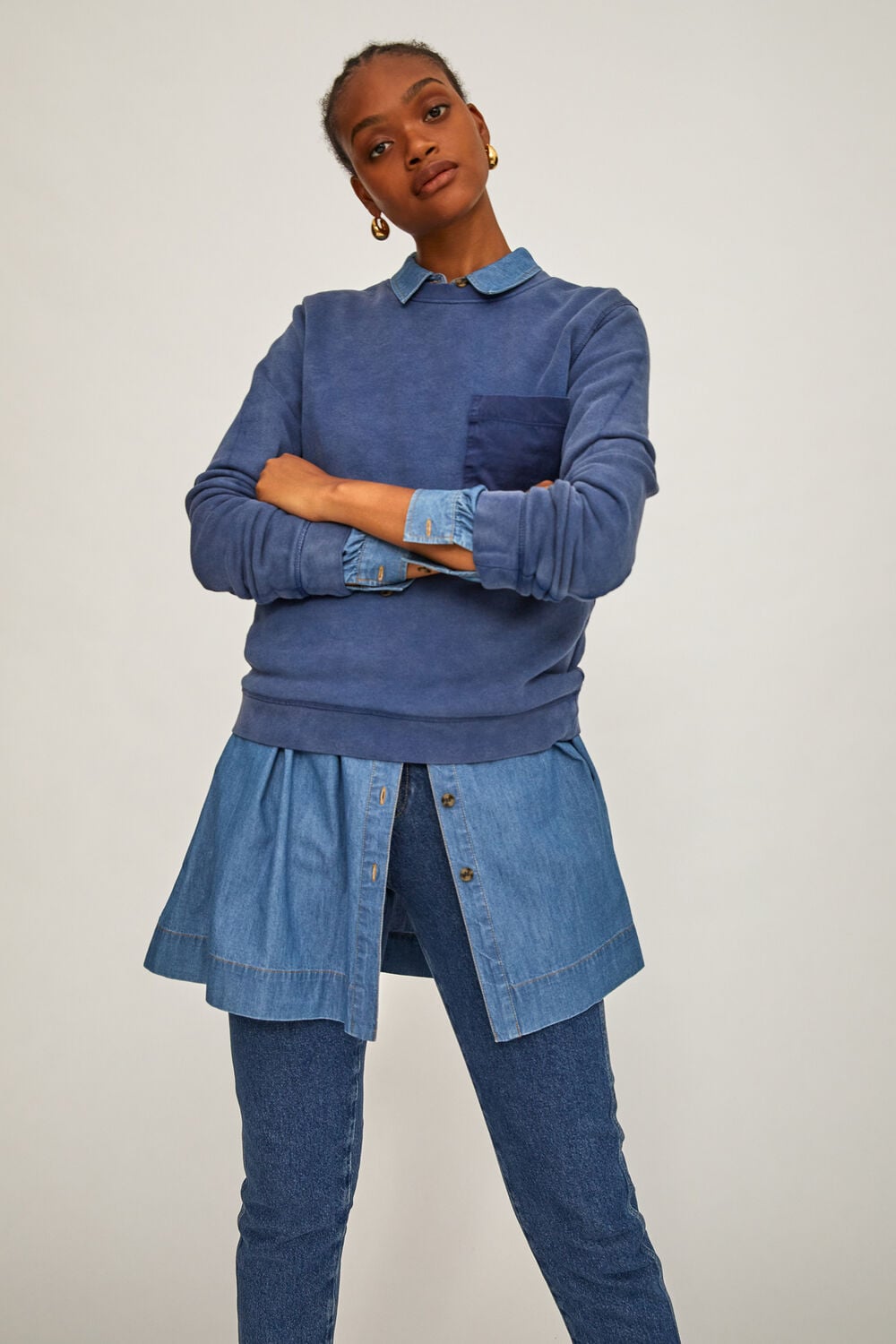 Denim Pocket Sweatshirt