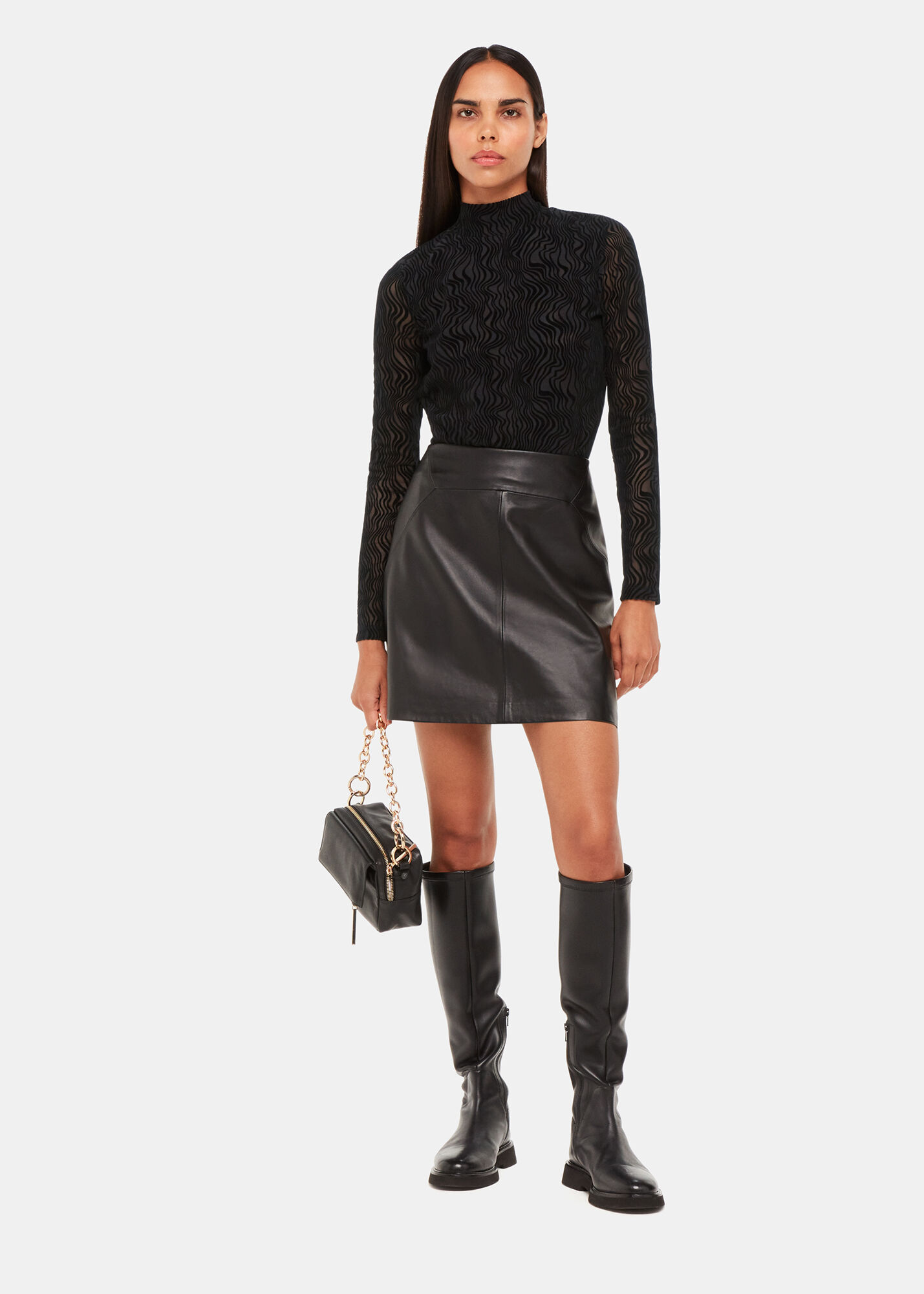 Black Squiggle Mesh Top | WHISTLES | Whistles US |