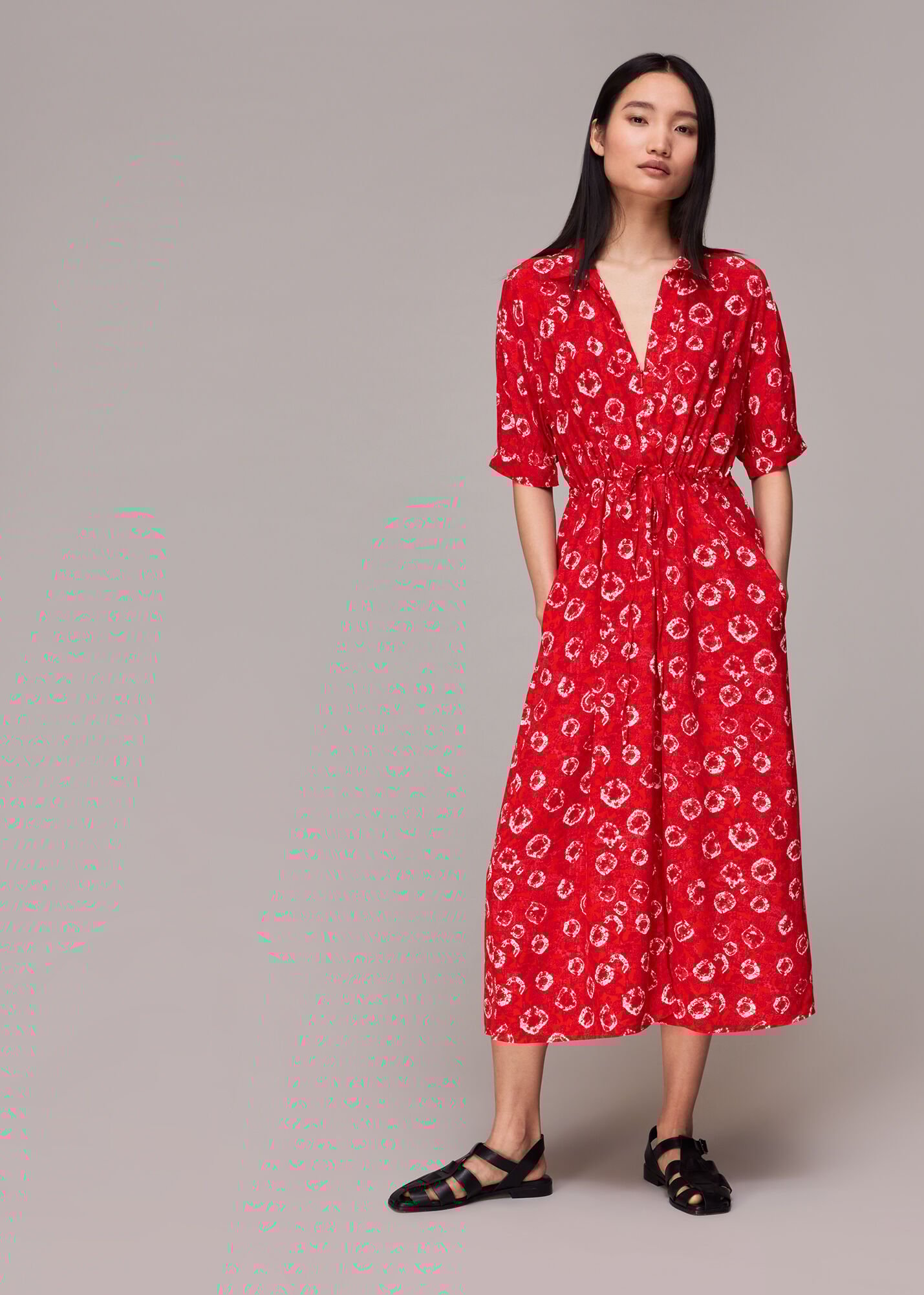 Whistles art sales floral wrap dress