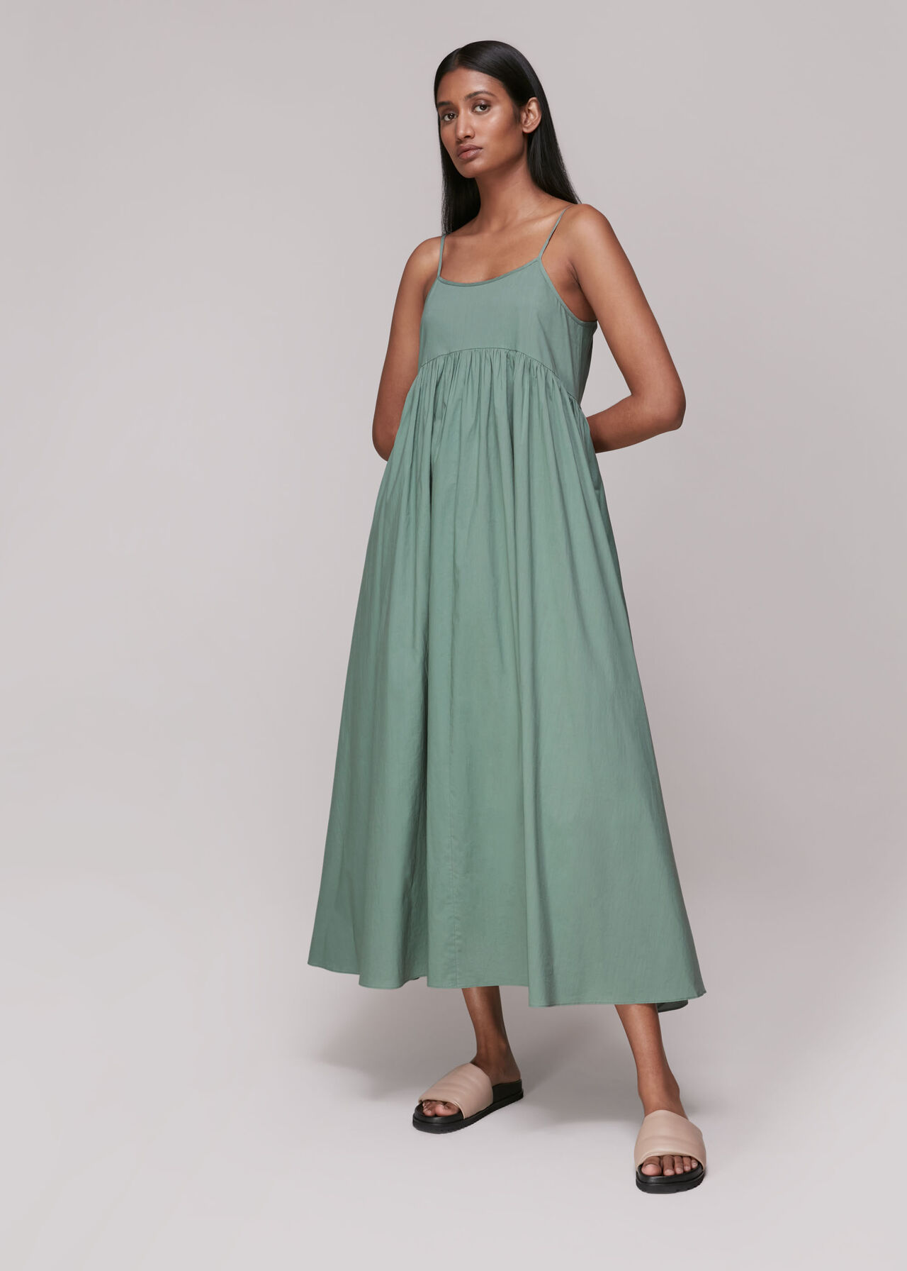 Sage Green Camilla Trapeze Dress, WHISTLES