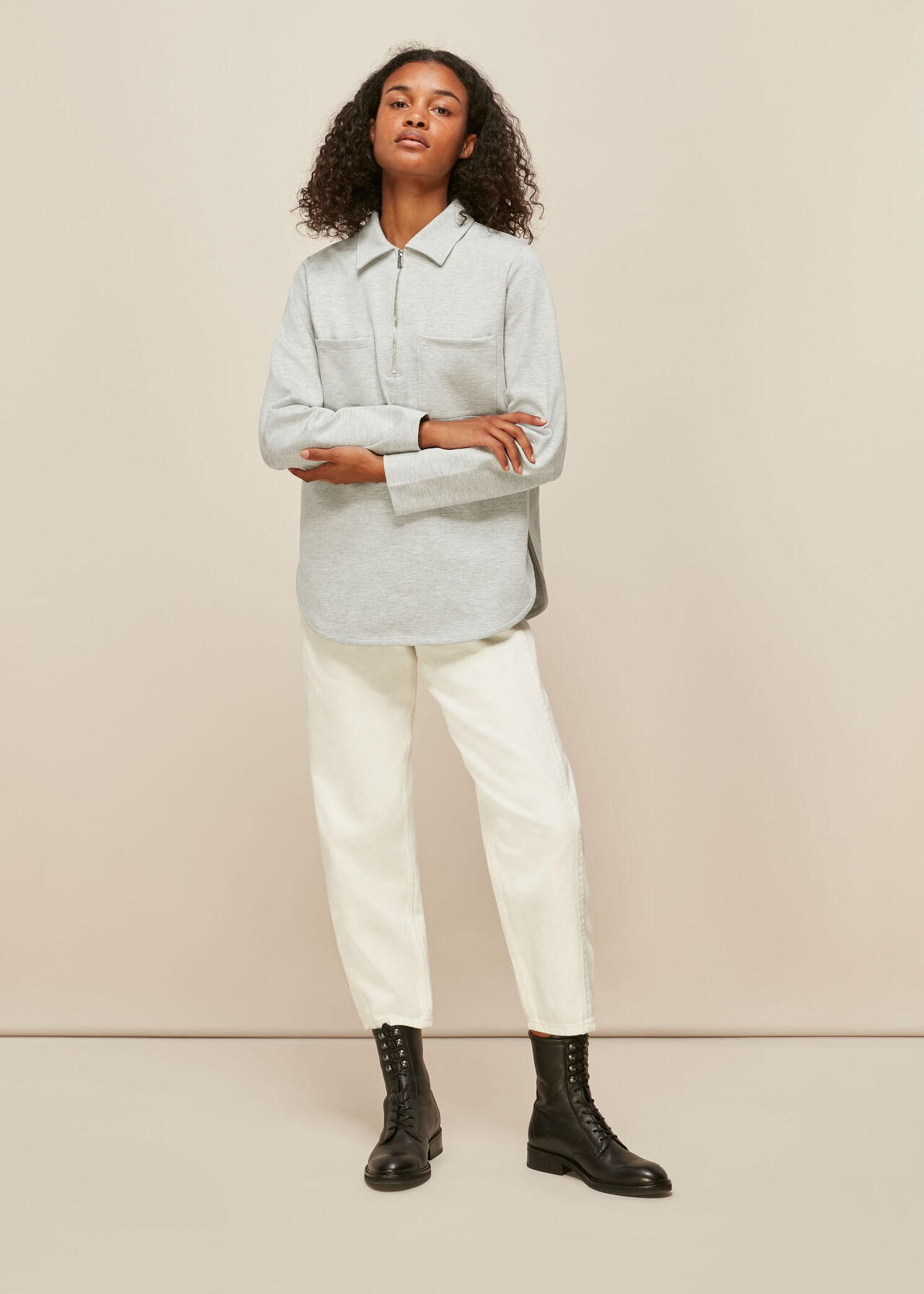 Grey Marl Jersey Overshirt | WHISTLES