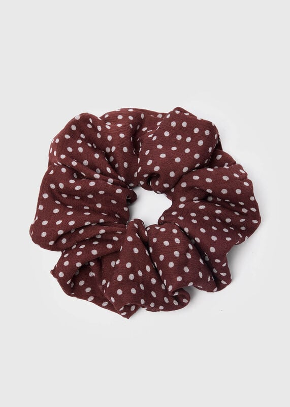 Brown Polka Dot Scrunchie