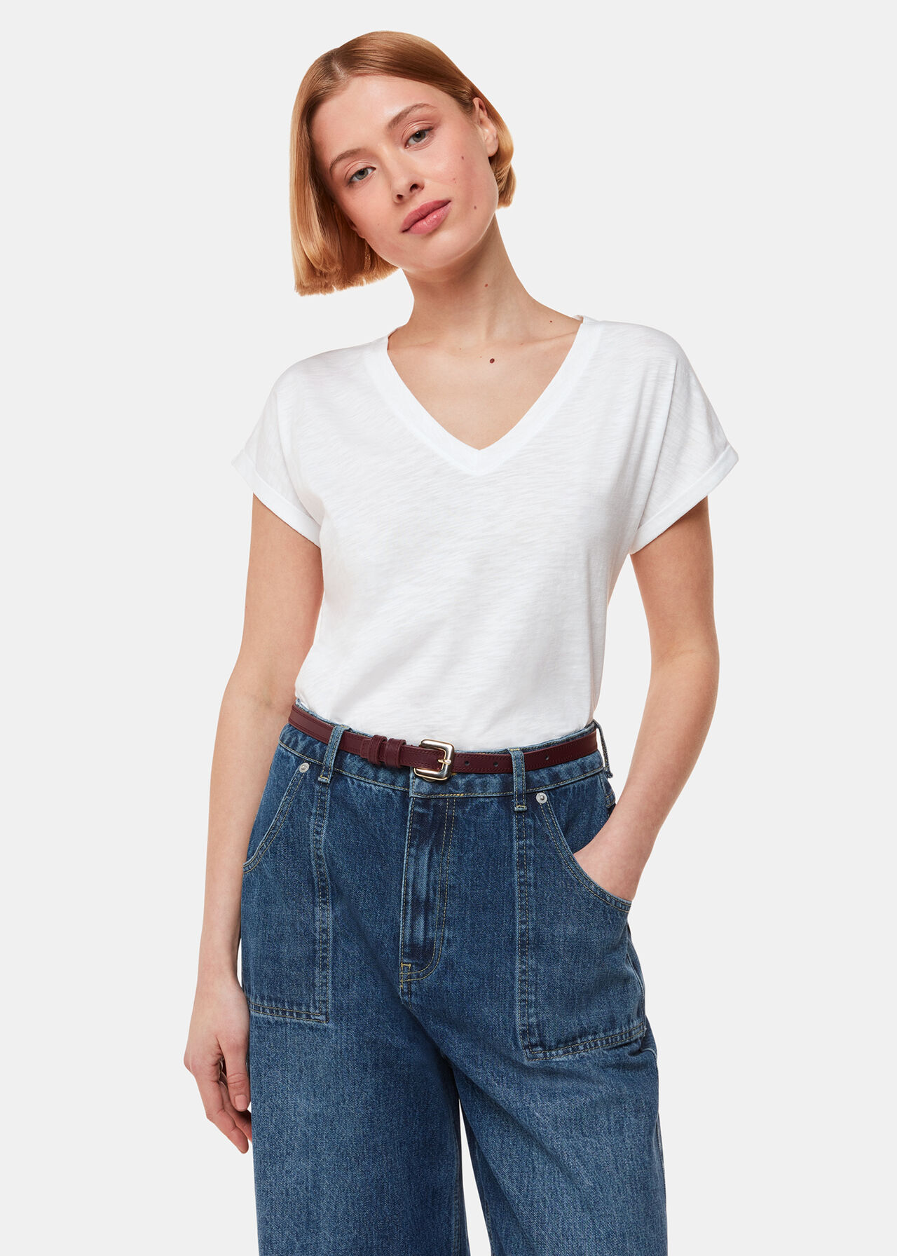 Willa V-Neck Cap Sleeve Tee