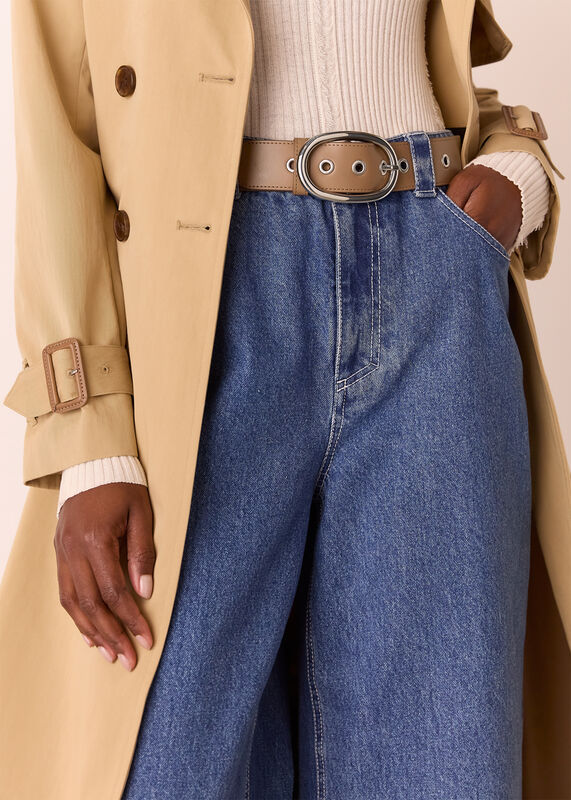 Taupe Eyelet Detail Belt