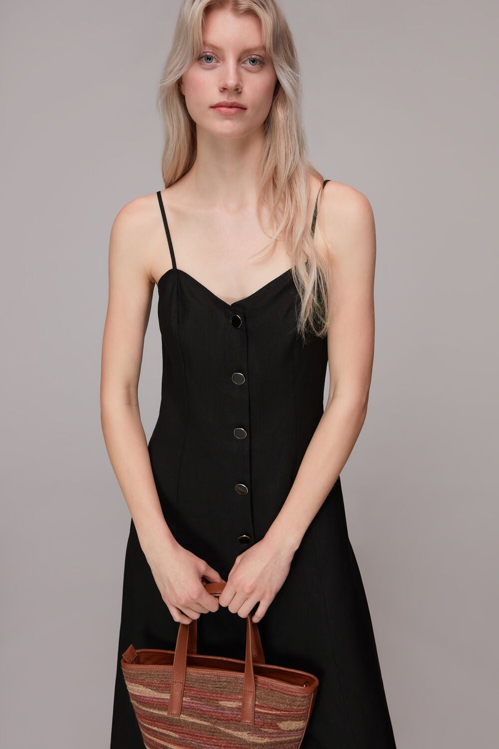 Ava Button Linen Mix Dress