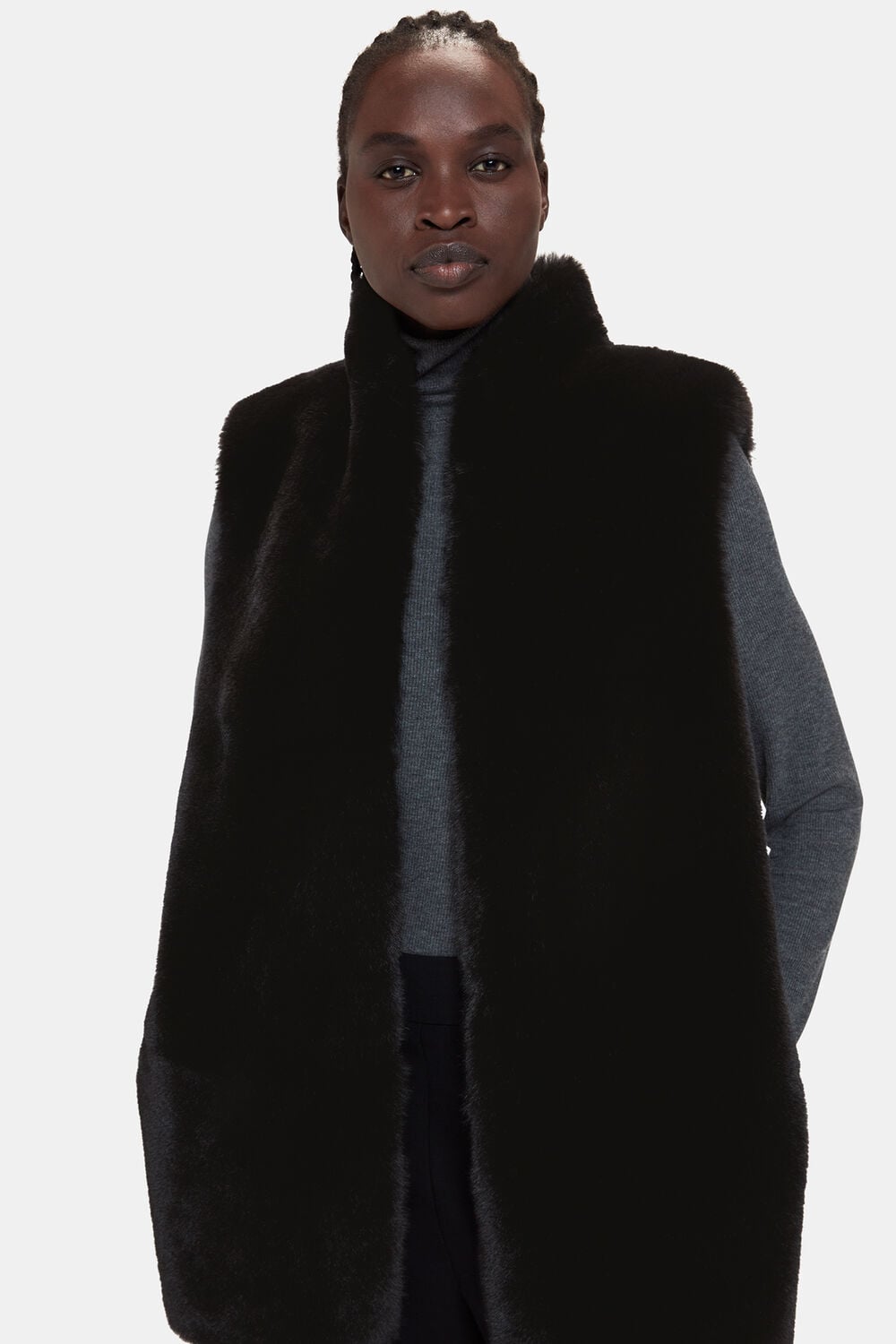 Black Faux Fur Gilet