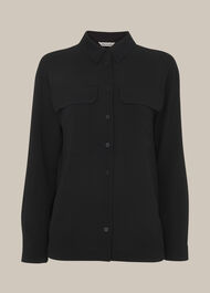 Textured Pocket Blouse Black