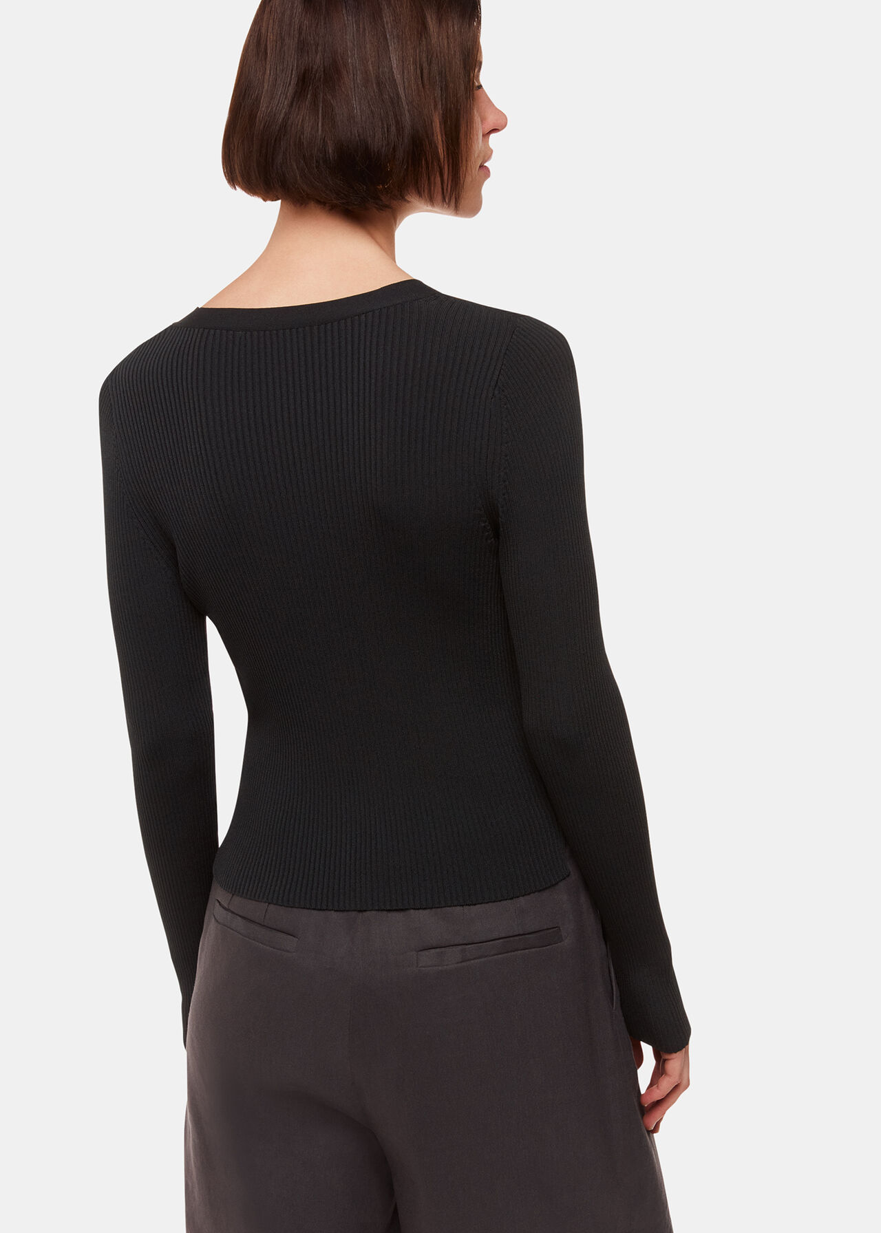 Ribbed V neck Cardigan