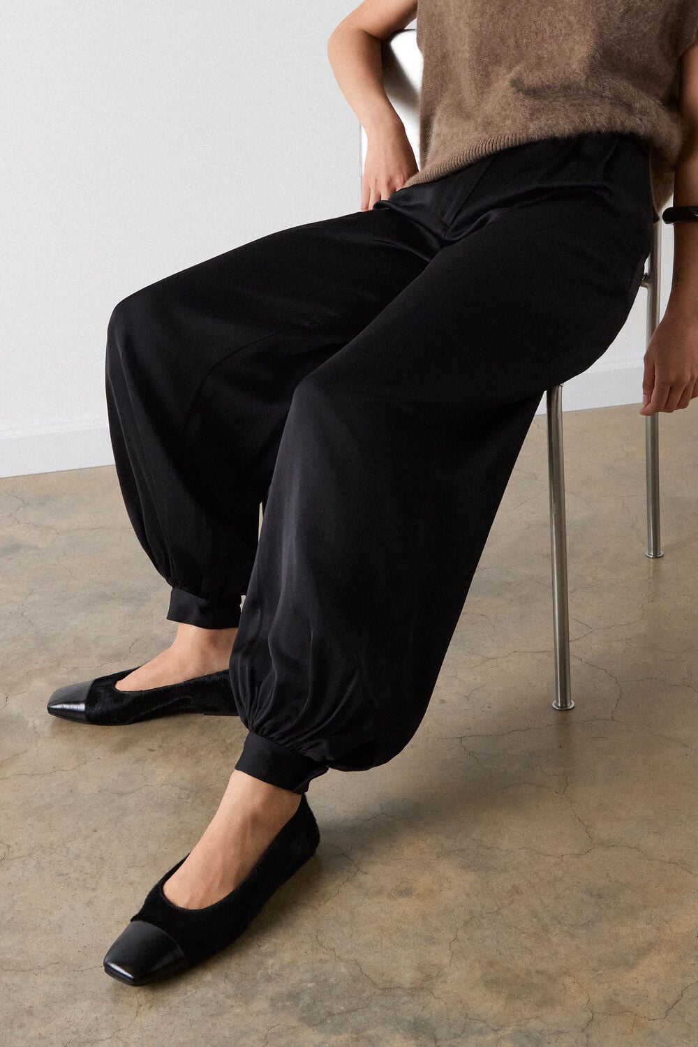 Black Satin Balloon Trouser