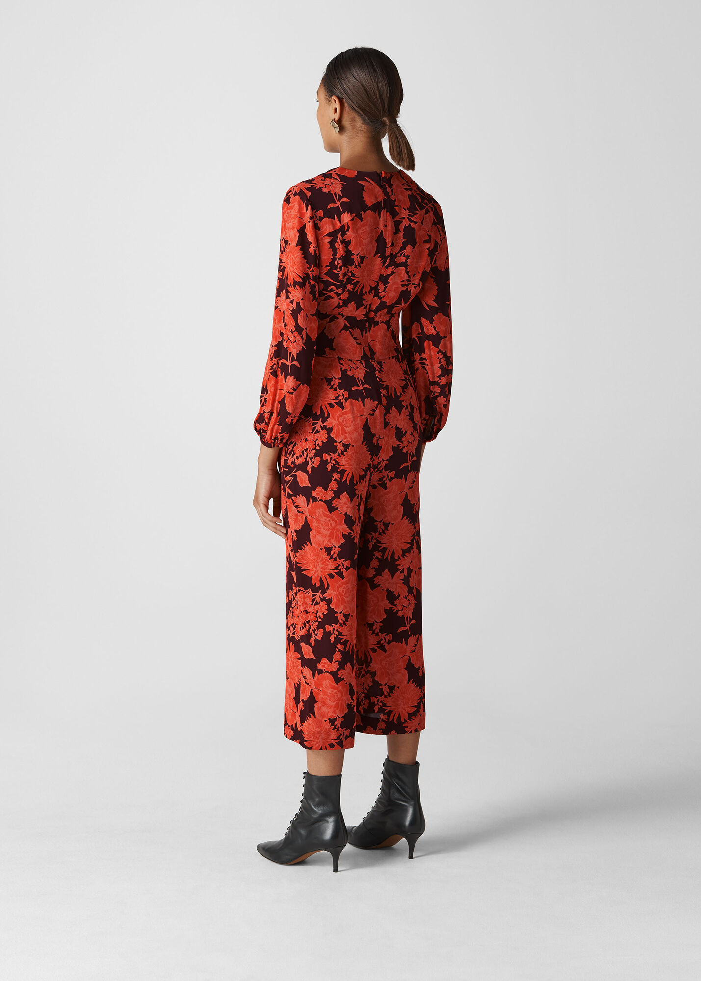 Red/Multi Juana Silk Jumpsuit WHISTLES