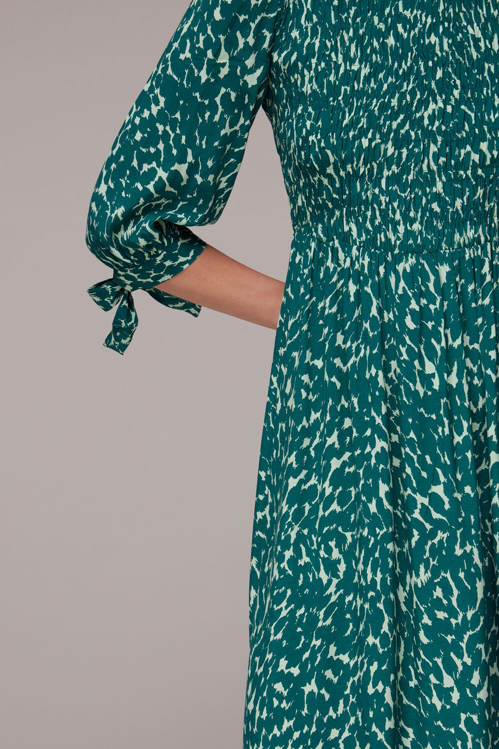 Sahara Cat Shirred Midi Dress