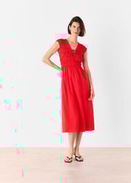 Shirred Bodice V Neck Dress