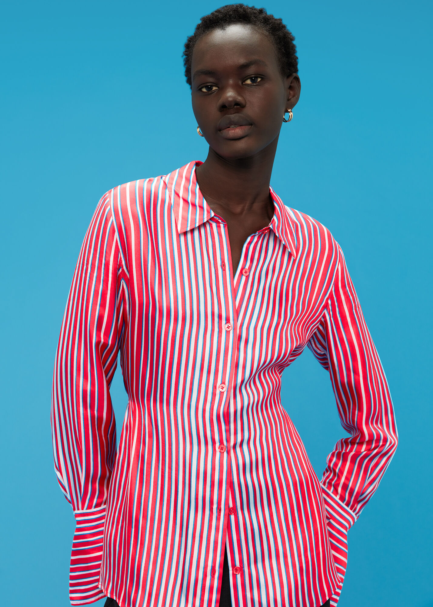 Multicolour Tangle Stripe Silk Mix Shirt | WHISTLES