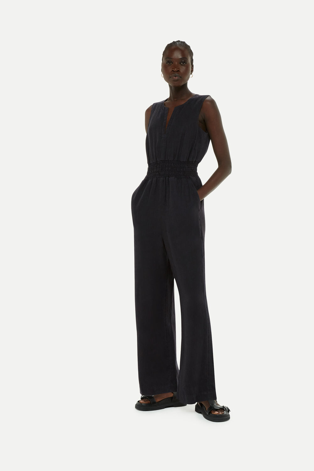 Black Petite Danny Linen Jumpsuit