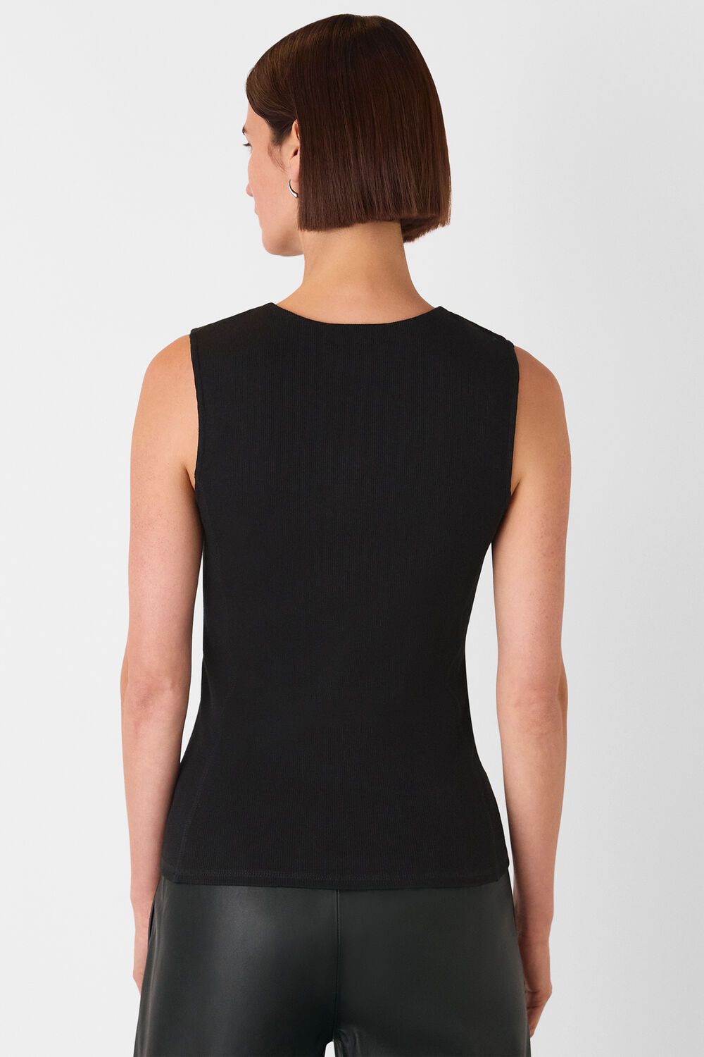 Black High Neck Rib Detail Tee