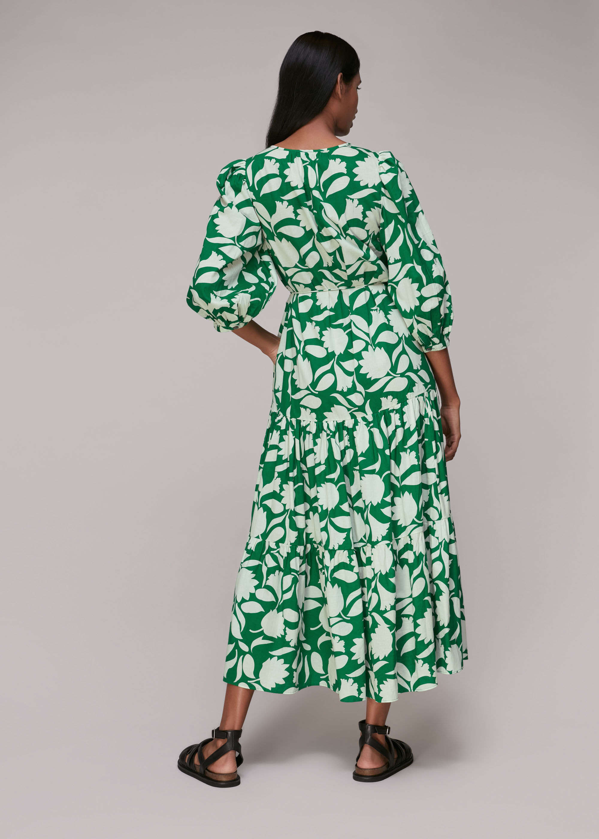 Green Multi Marni Print Trapeze Dress WHISTLES