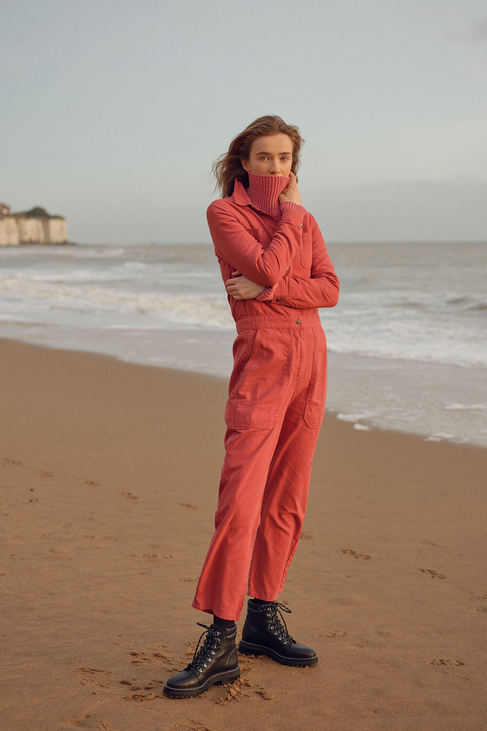 Gabby Denim Jumpsuit Dark Pink