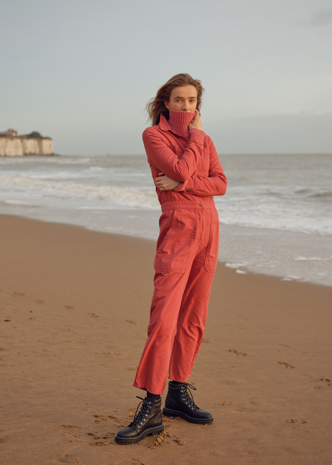 Gabby Denim Jumpsuit Dark Pink