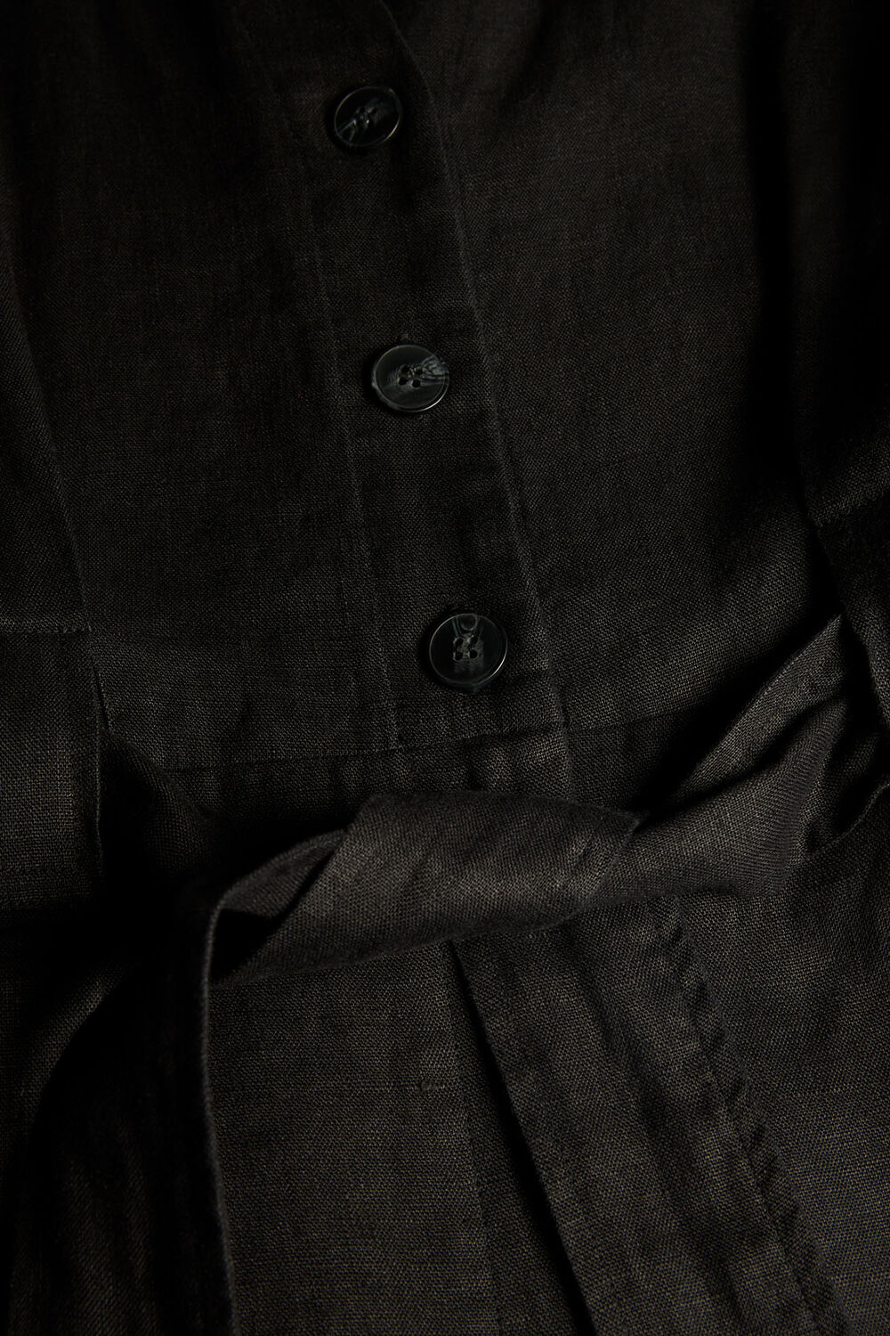 Black Petite Fiona Linen Button Jumpsuit