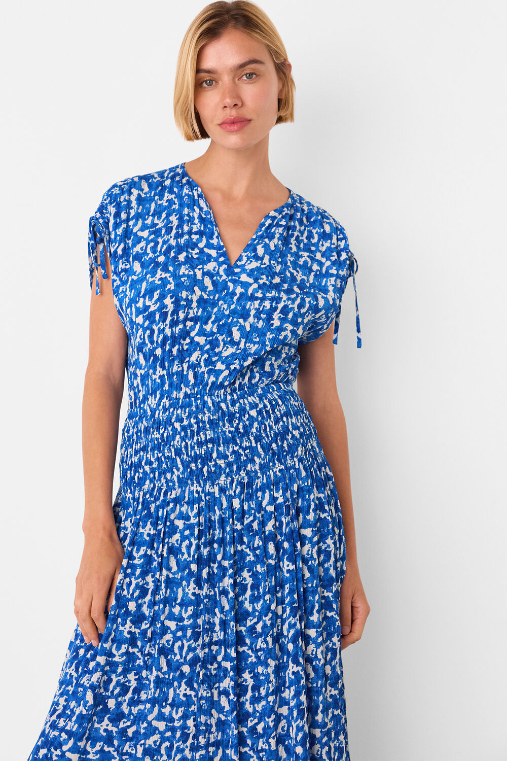 Blue Brushed Stroke Midi Dress