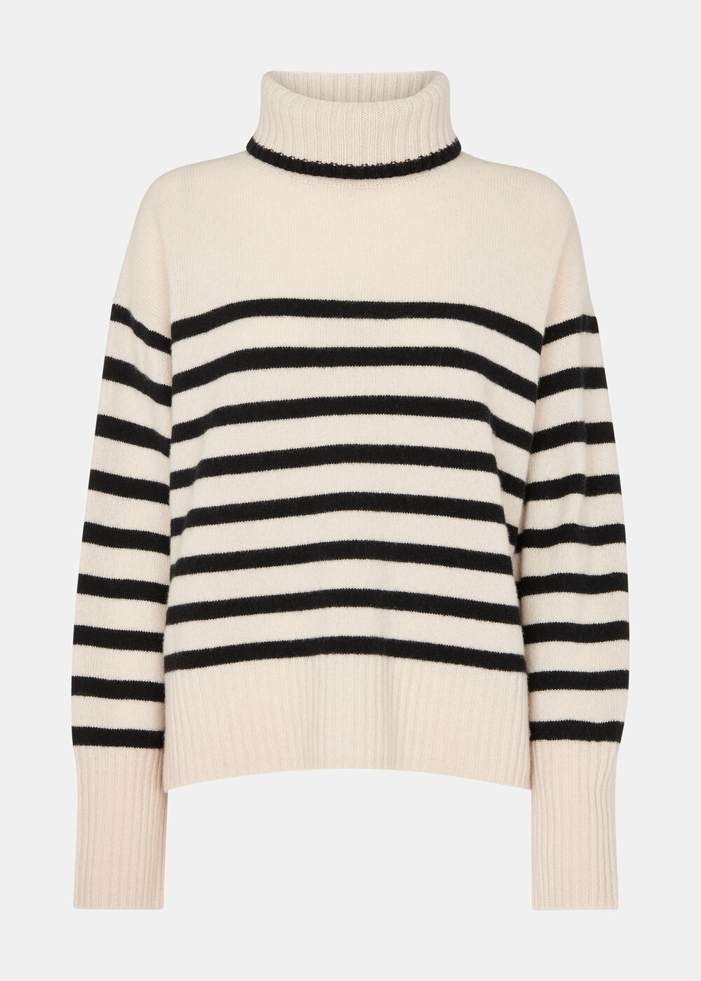 Petite Stripe Wool Roll Neck