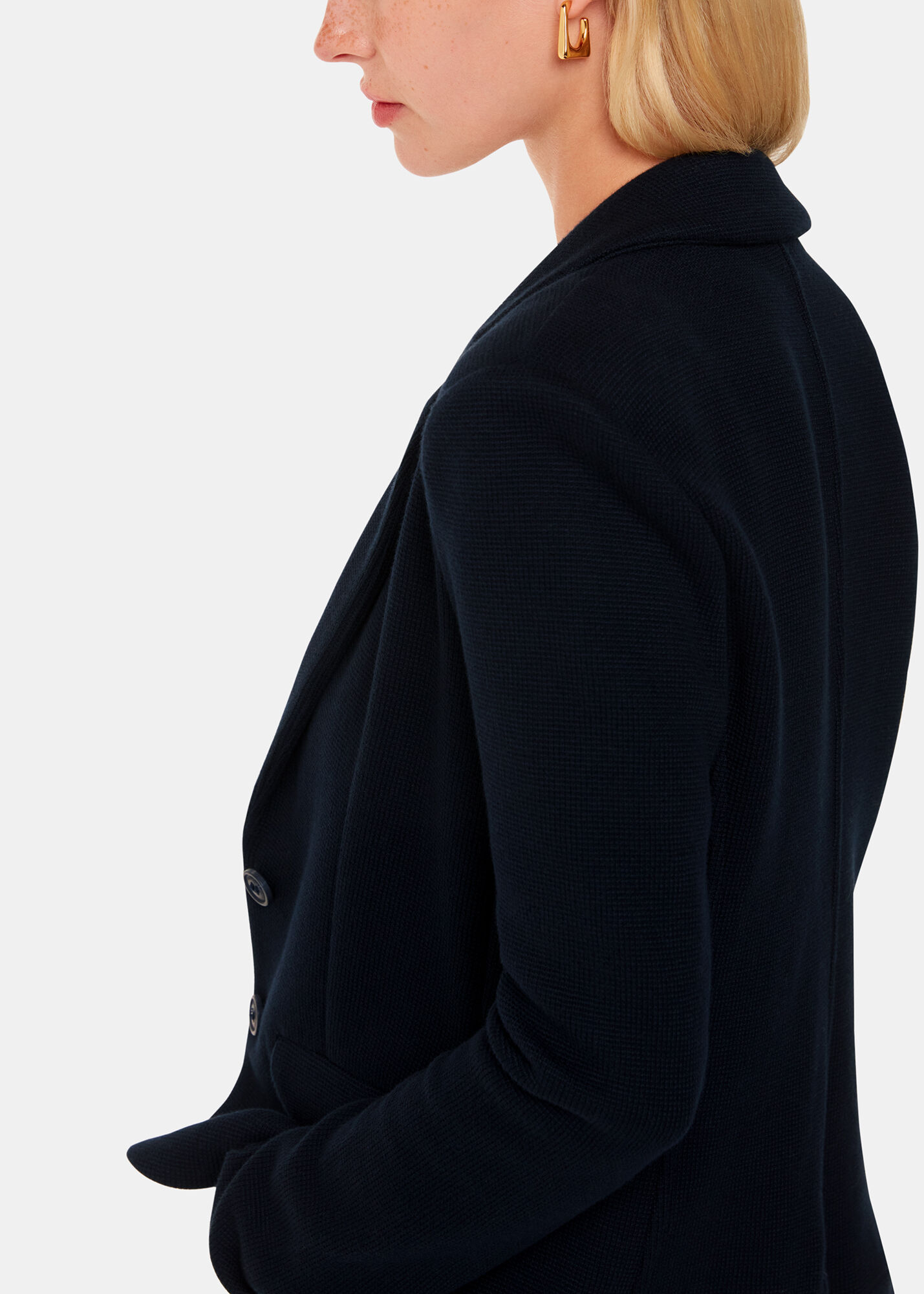 Navy Slim Jersey Jacket WHISTLES