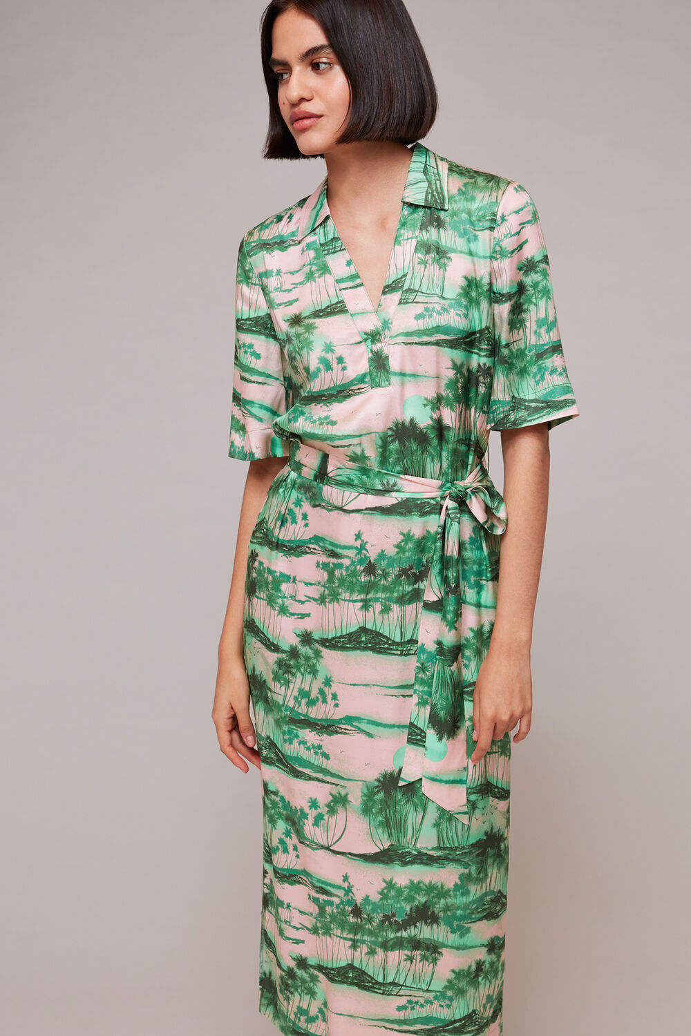 Waving Palms Shirt Dress