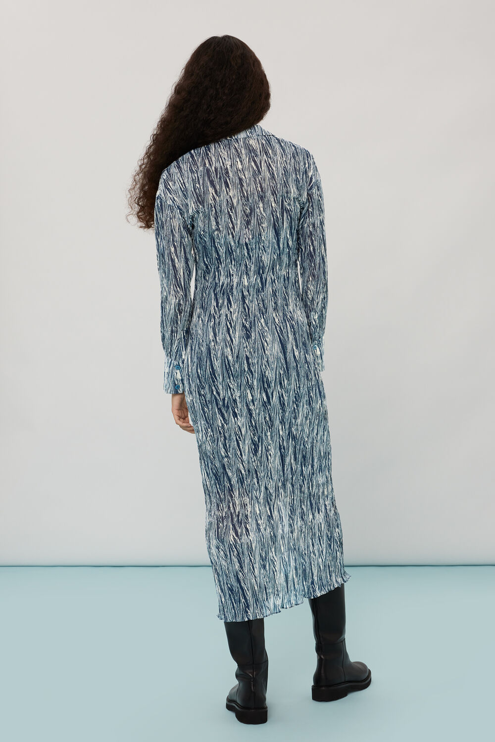 Marble Stripe Plisse Dress