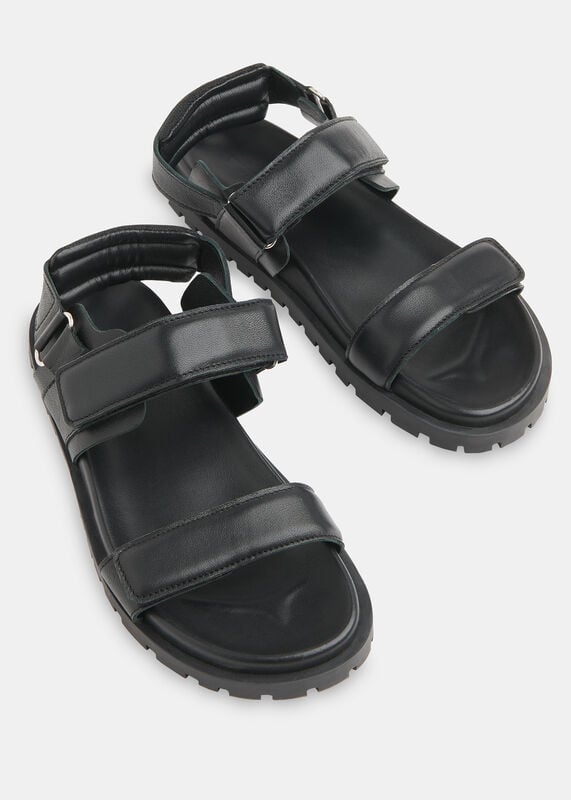 Black Ria Sporty Velcro Sandal