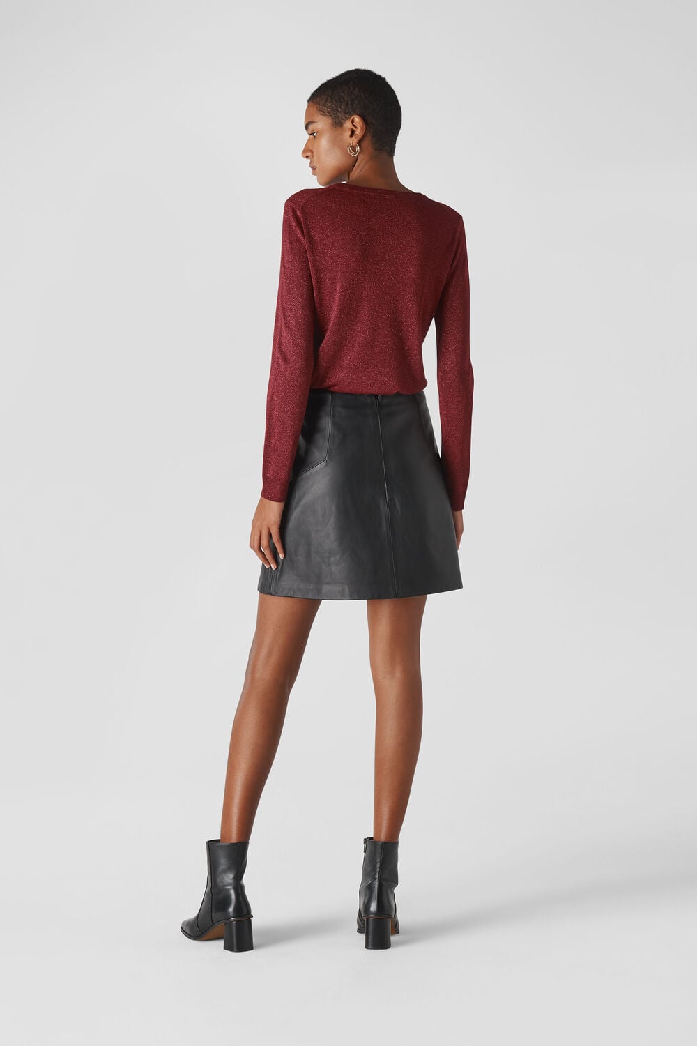 Sparkle Crew Neck Knit Burgundy