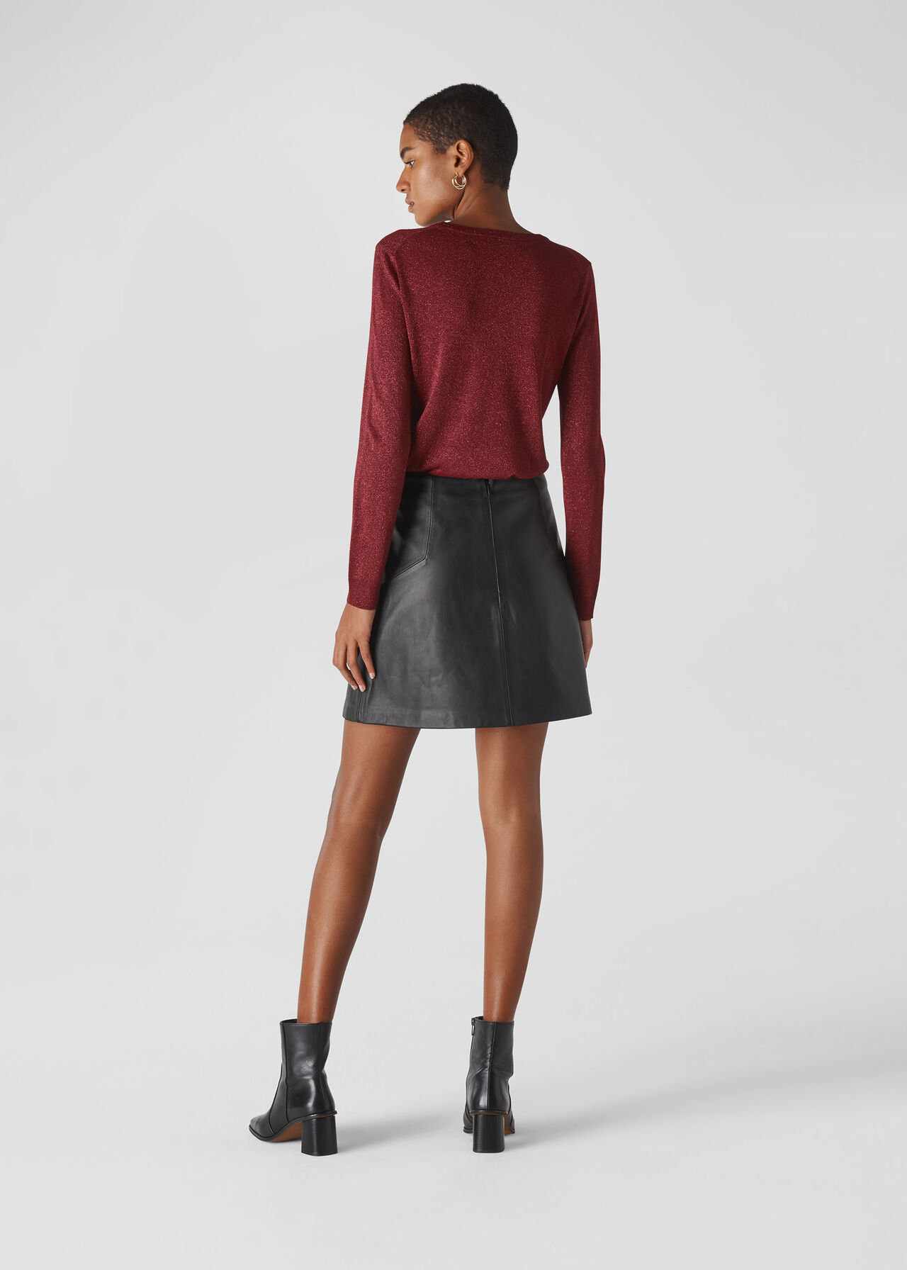 Sparkle Crew Neck Knit Burgundy