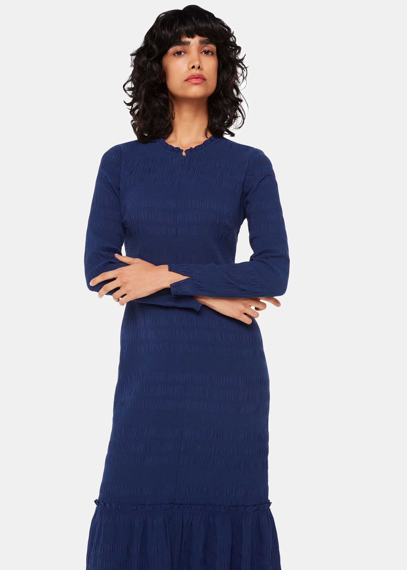 Navy Mila Textured Dress WHISTLES