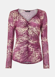 Sahara Leopard Mesh Ruched Top