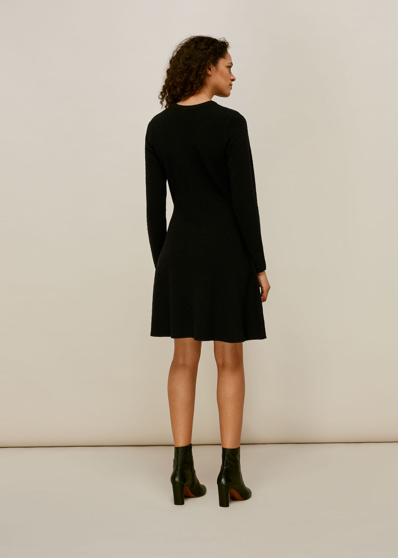 Ottoman Knitted Flippy Dress Black