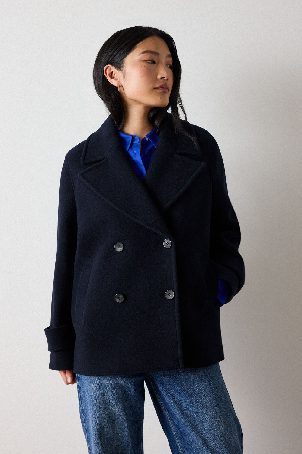 Navy Double Breasted Pea Coat
