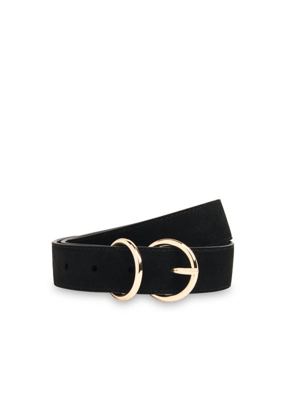 Black Suede Double Ring Buckle Belt